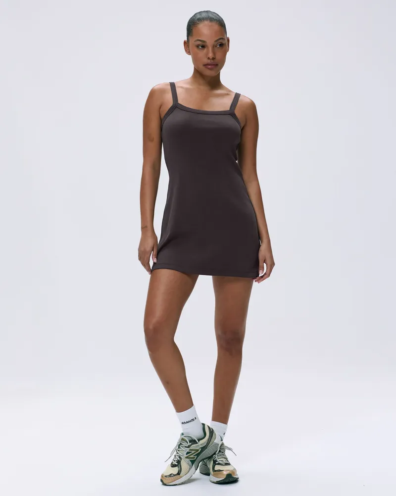 Adanola Rib Wide Binding Mini Dress - Coffee Bean