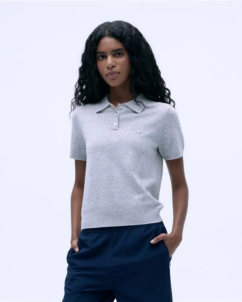 Adanola Knit Short Sleeve Polo Shirt - Light Grey Melange